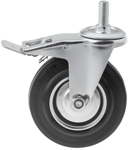 SCtb 55 - Промышленное колесо 125 мм, болт М12 (поворотн., тормоз, черн. рез., роликоподш.)